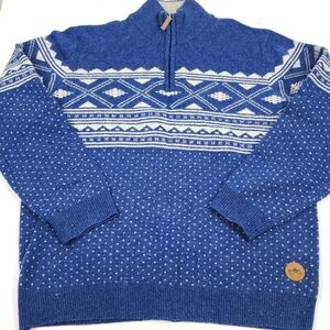 Rover & Lakes Fair Isle Lambswool blend 1/4 Zip Pullover Sweater 56 XXL